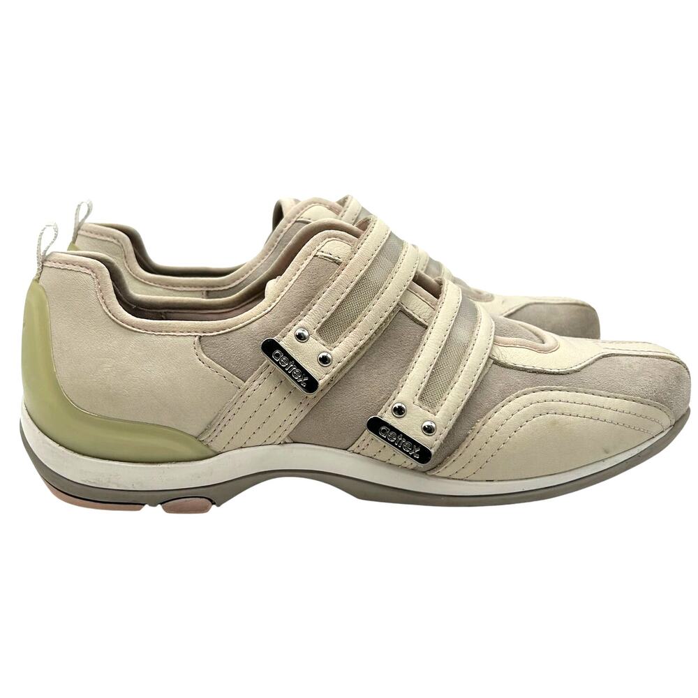 Aetrex Abbey ES99W Double Strap Sneaker Women 8 Dove Suede Leather Hook Loop